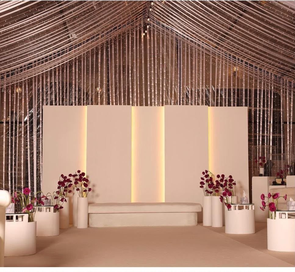 Wedding tent styling with lights